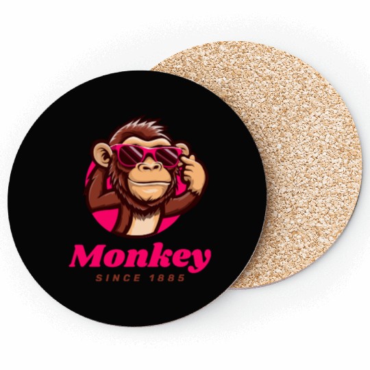Bold Monkey with Pink Sunglasses Coasters