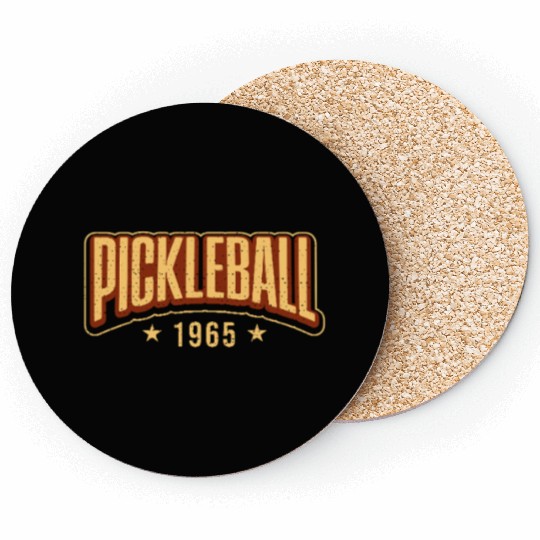 Pickleball Est. 1965 Retro Grunge Vintage Sport Coasters