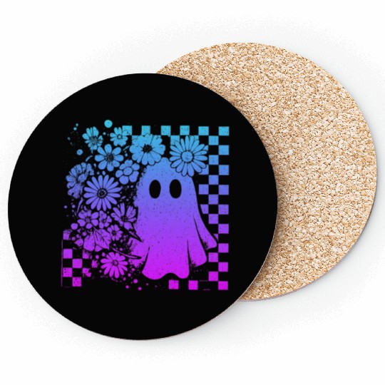 Floral-Fall-Neon-Ghost-Halloween Coasters