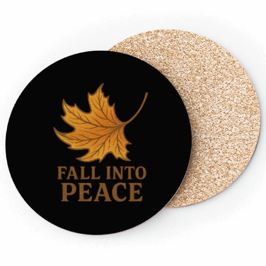 Autumn Leaf Peace Illustration Coasters