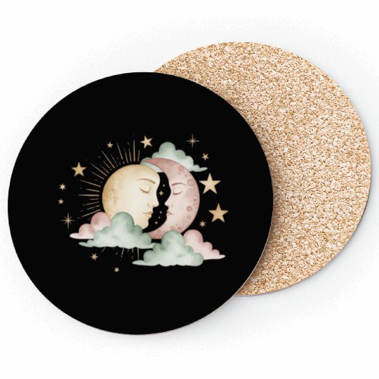 Sun & Moon Embrace Coasters design