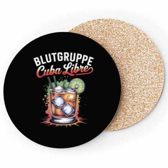 Blutgruppe Cuba Libre Cocktail Bartender Coasters