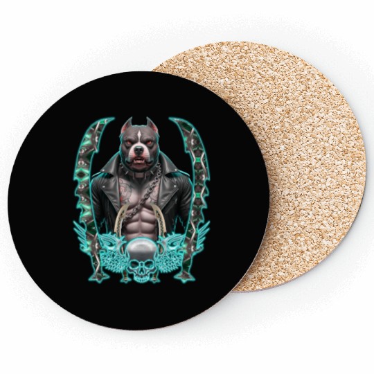 Neon Pitbull with Punk Armor Coasters