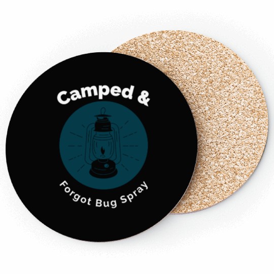 Creepy Lantern Camping Graphic Coasters