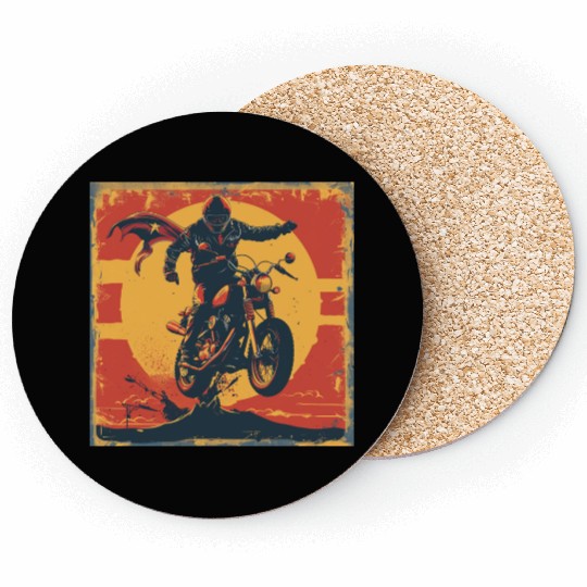 Heroic Motorcycle Rider Artwork Coasters