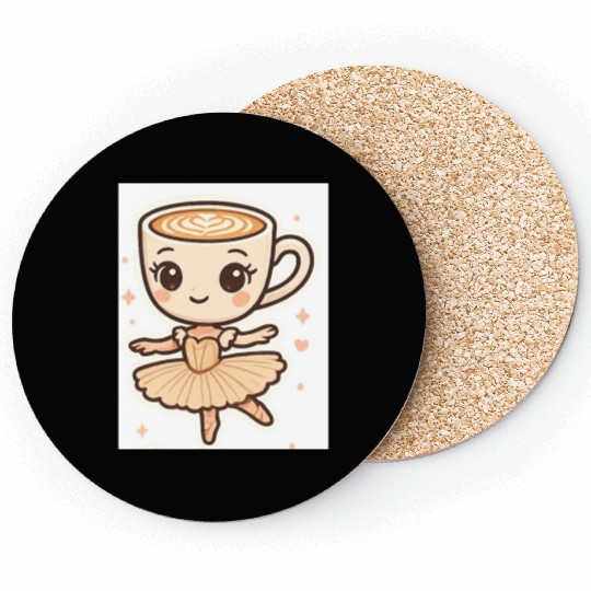 Coffee Cup Ballerina Illustration Coasters