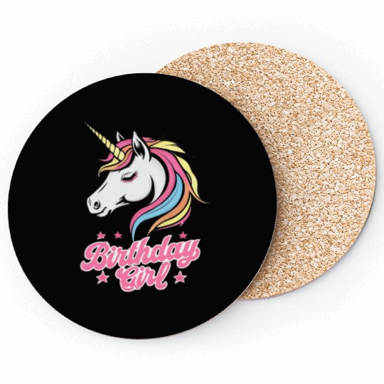 Sparkling Rainbow Unicorn Birthday Coasters