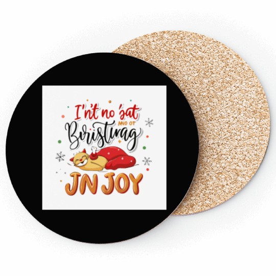 Festive Cat Joy Christmas Design Coasters