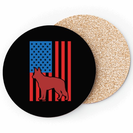 German Shepherd US Flag Coasters