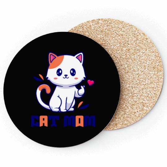 Cute Cat Mom Design Coasters