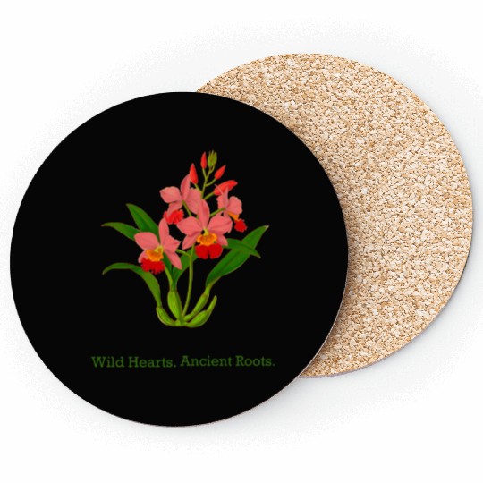 Wild Heart Orchid Botanical Design Coasters