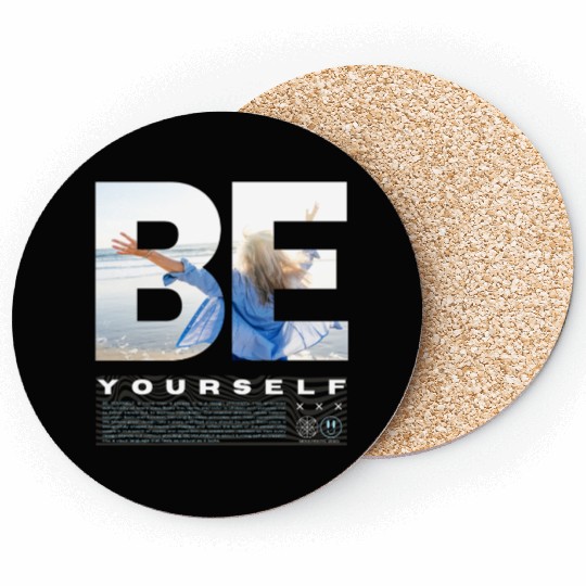 Be Yourself Inspirational Beach Scene Design Coasters
