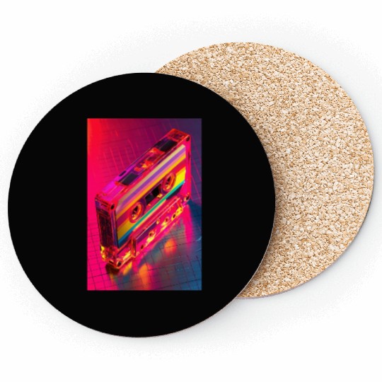 Neon Rainbow Cassette Tape Coasters