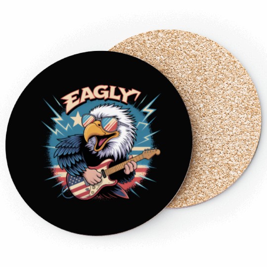 Eagle Rock Star Guitar Illustration Coasters
