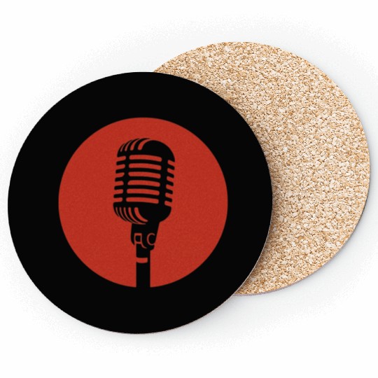 Retro Microphone in Red Circle – Vintage Music  Coasters