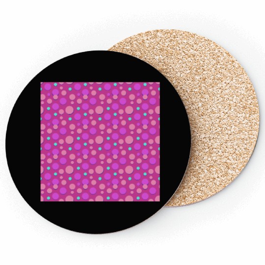 Vibrant Polka Dot Pattern in Pink and Purple Coasters