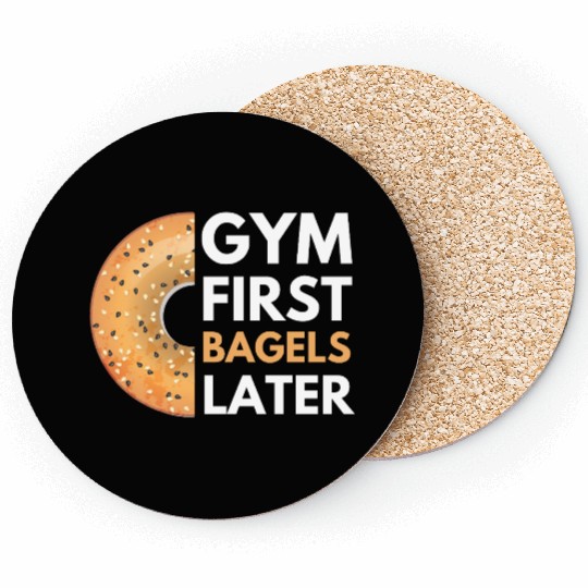 Gym First Bagels Later Funny Fitness Gym Coasters