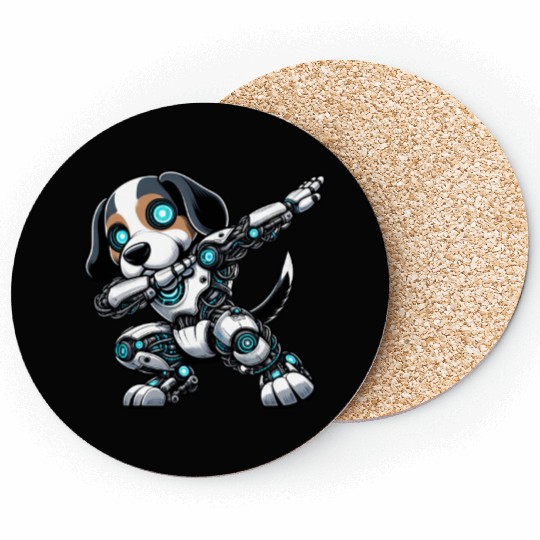 Cool beagle robot astronaut dabbing cartoon Coasters