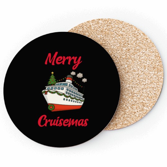 Festive Cruise Ship Christmas Design Coasters