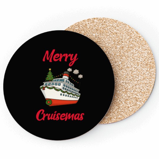 Festive Cruise Ship Christmas Design Coasters