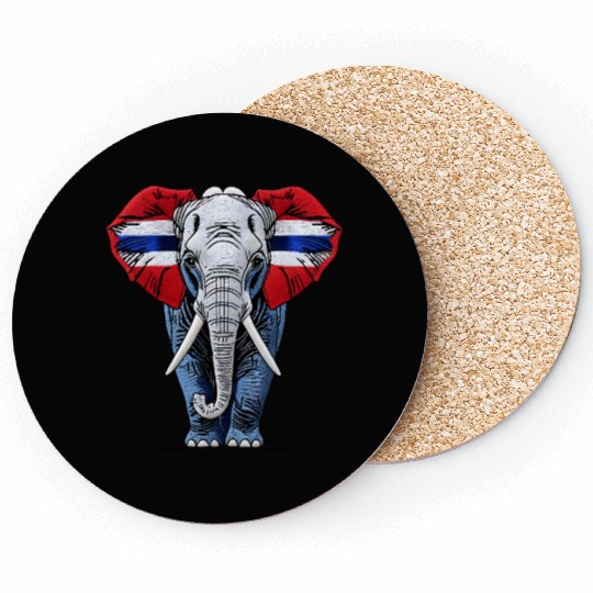 Thailand Elephant Red White Blue National Flag Cul Coasters