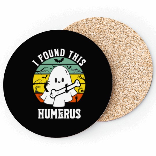 Funny Ghost Pun I Found This Humerus Halloween Coasters