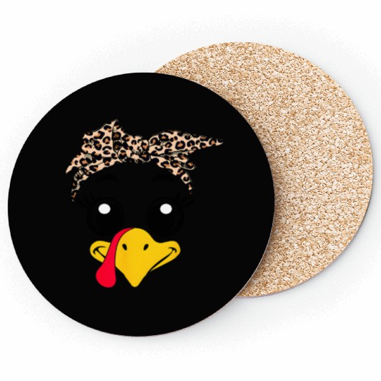 Leopard Print Headscarf Duck Face Coasters