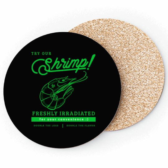Radioactive Shrimp Retro Parody Coasters