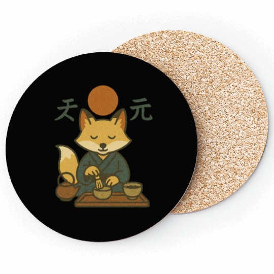 Anime Fox Meditation Scene Coasters