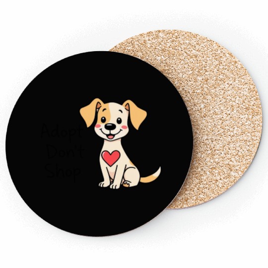 Adorable Heart-Smile Puppy Illustration Coasters