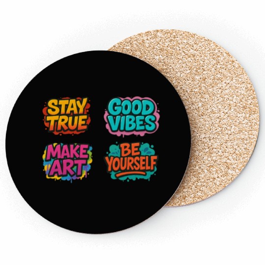 Vibrant Motivational Affirmation Designs Coasters