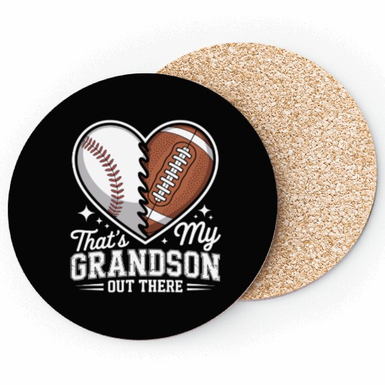 Heart-Shaped Football Grandson Design Coasters