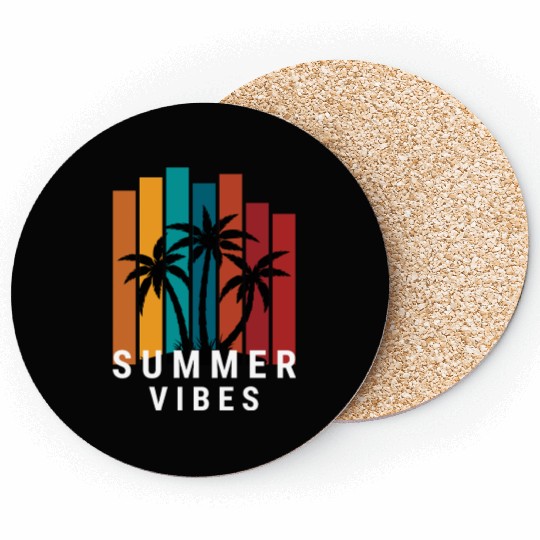 Tropical Sunset Summer Vibes Design Coasters