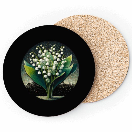 Mystical Lily of the Valley Illustration Coasters