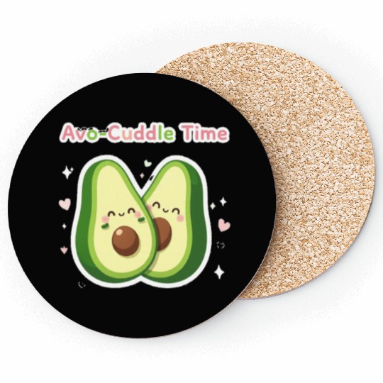 Cute Avocado Cuddle Design Coasters