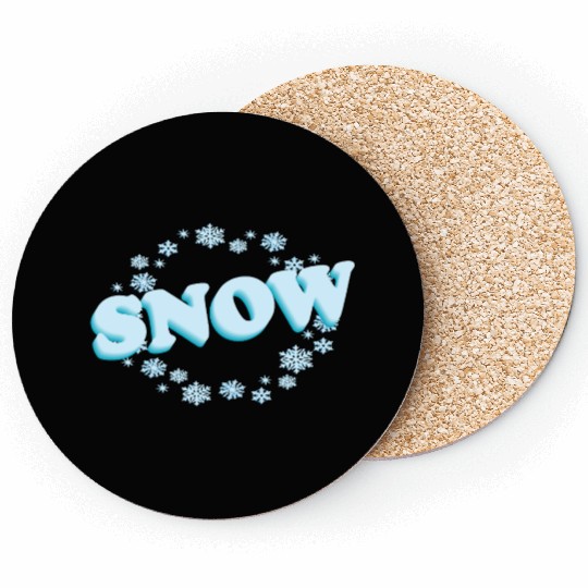 Winter Snowflakes Typography Design Coasters