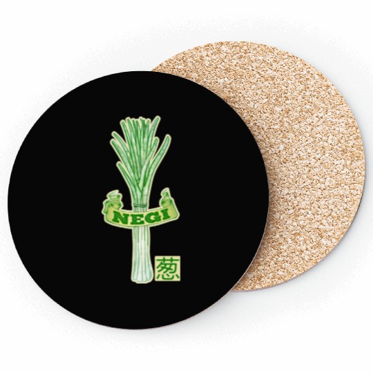 Fresh Green Onion Illustration Negi Japanese Coasters