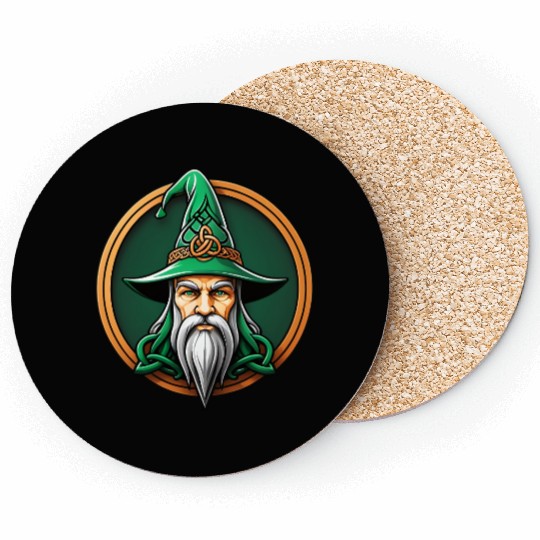 Ancient Wizard with Green Hat Coasters