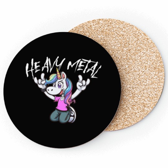 Vibrant Unicorn Rock Hand Design heavy Metal Coasters