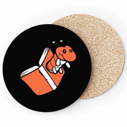 Bookworm Caterpillar Nerd Book Hole Geek Worm Read Coasters