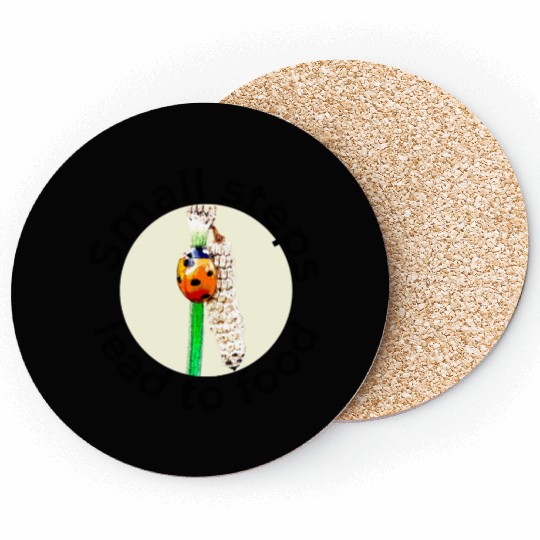 Small Steps Lead to Food – Ladybug Art Coasters