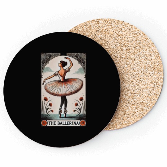 Elegant Ballerina Tarot Card Illustration Coasters