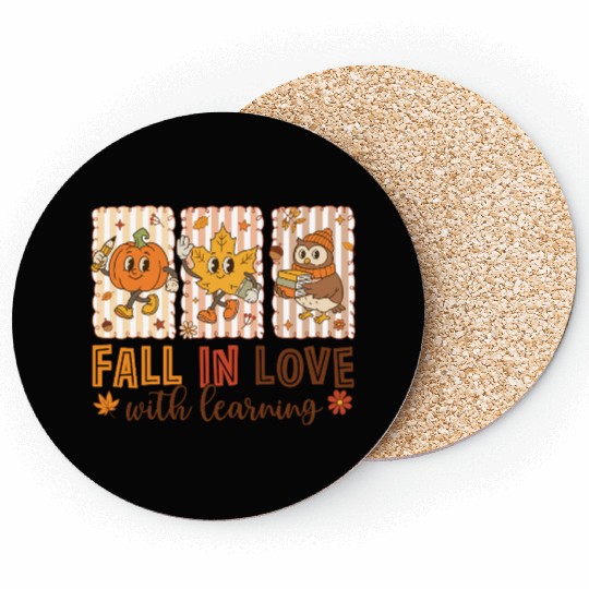 Fall In Love With Learning Cozy Autumn Pumpkin Coasters