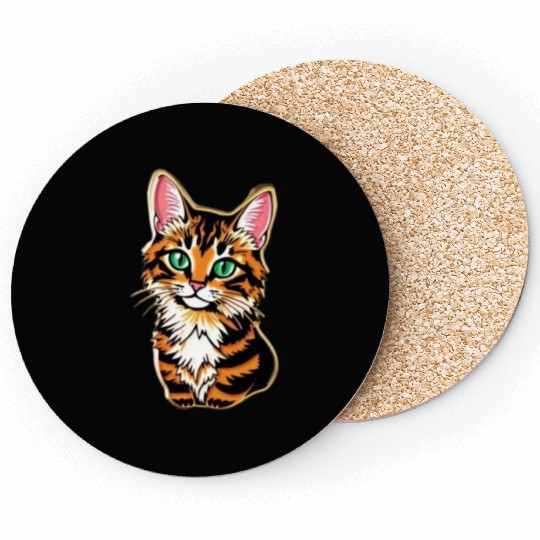 cat Tiger Cub Illustration Coasters