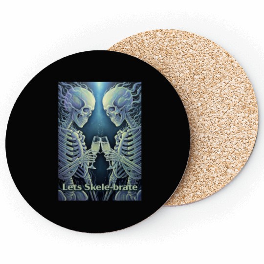 Celestial Skeleton Toasting Champagne Coasters