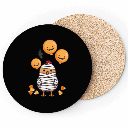 Festive Chick in Mummy Costume Coasters