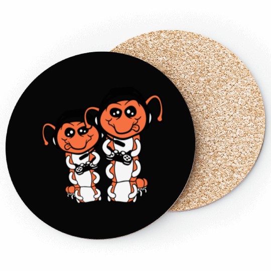 2 gamers caterpillar nerd gaming controller consol Coasters