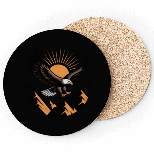 Majestic Eagle Sunset Graphic Coasters