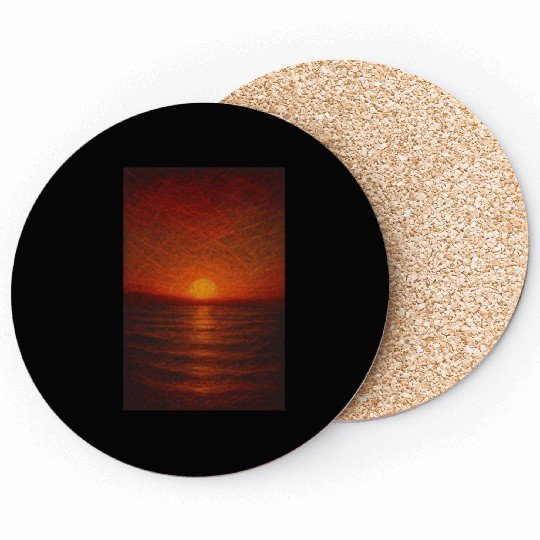 Sunset Over Calm Ocean Coasters