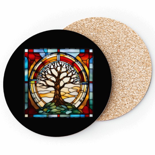 Stained Glass Tree of Life Artwork Coasters